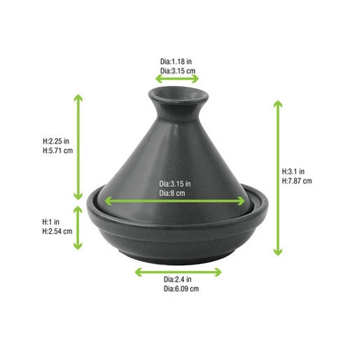Black Mini Reusable Tajine 3oz D:3.15in H:3.1in - 4 pcs