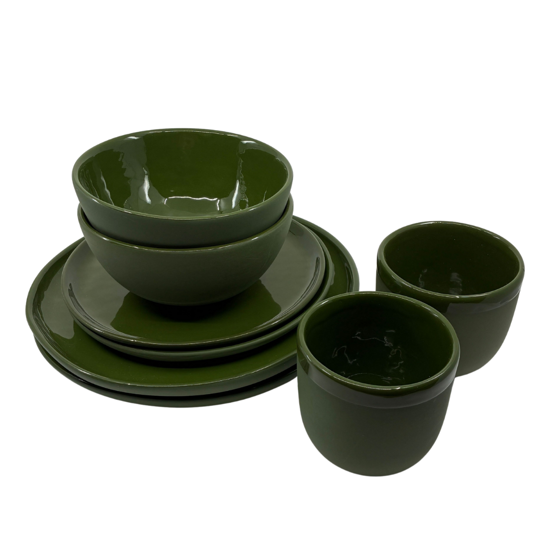 Green Dinnerware Set for 2