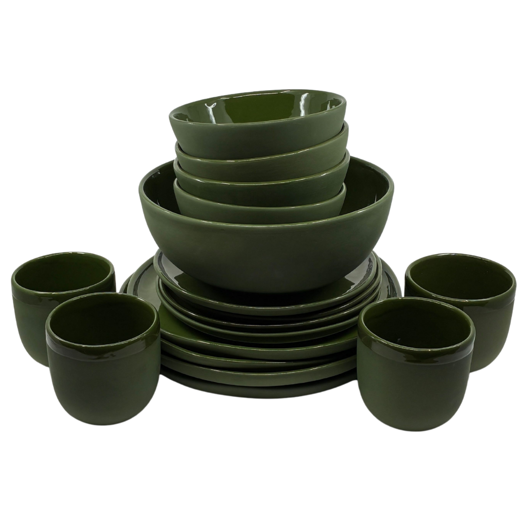 Green Dinnerware Set for 4