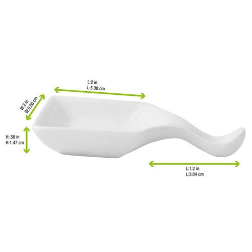 Mini Reusable White Square Spoon 1oz L:3.8in W:2.1in H:0.7in - 4 pcs