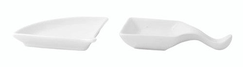 Mini Reusable White Fan Shaped Dish 1oz L:3.9in W:3.1in H:0.6in - 4 pcs