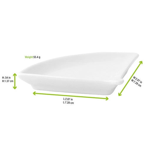 Mini Reusable White Fan Shaped Dish 1oz L:3.9in W:3.1in H:0.6in - 4 pcs