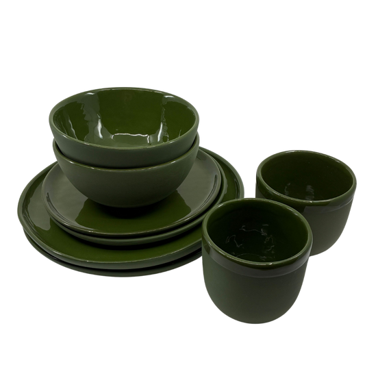 Green Dinnerware Set for 2